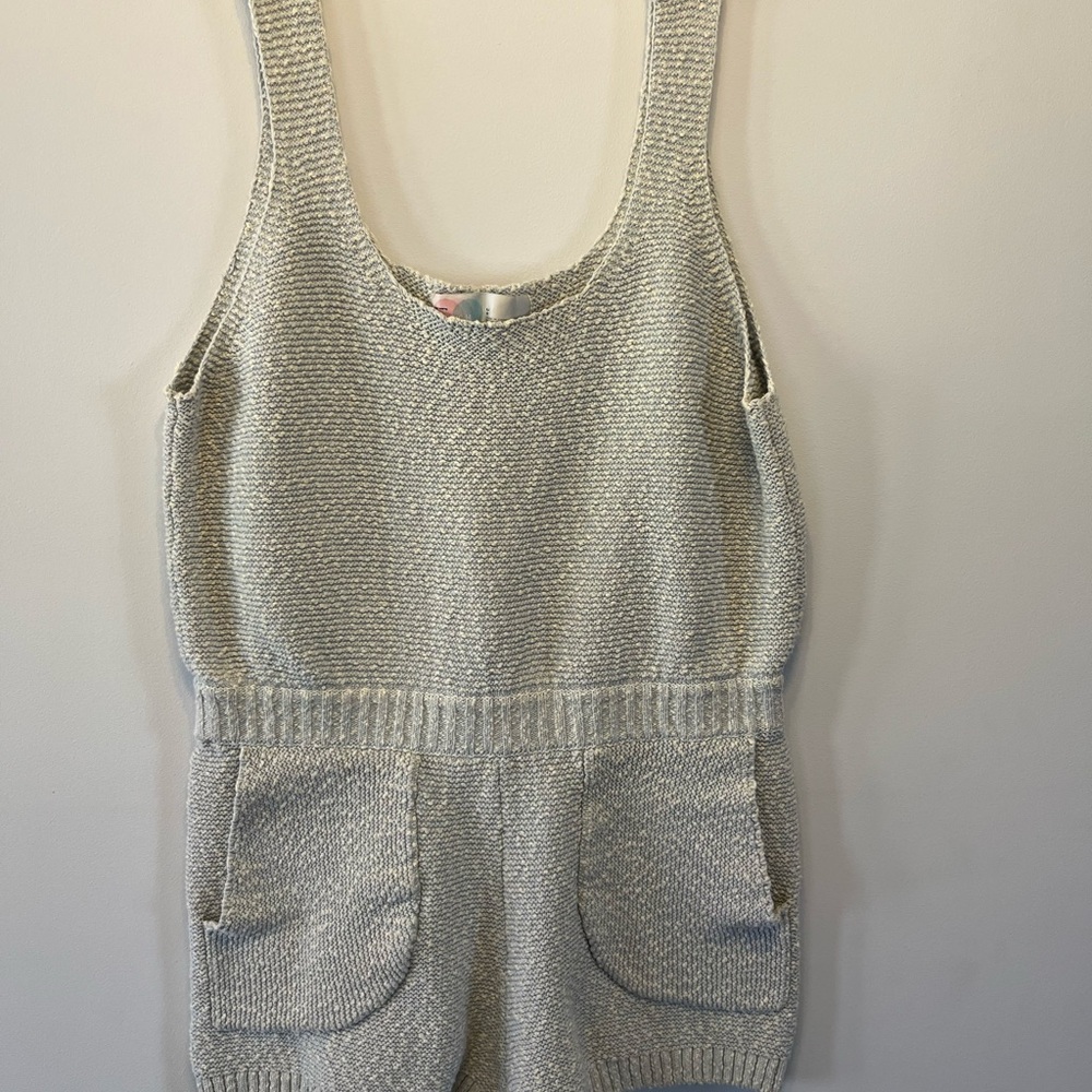 FREE PEOPLE BEACH.  Knit Sleeveless Romper in Light BLUE/Gray